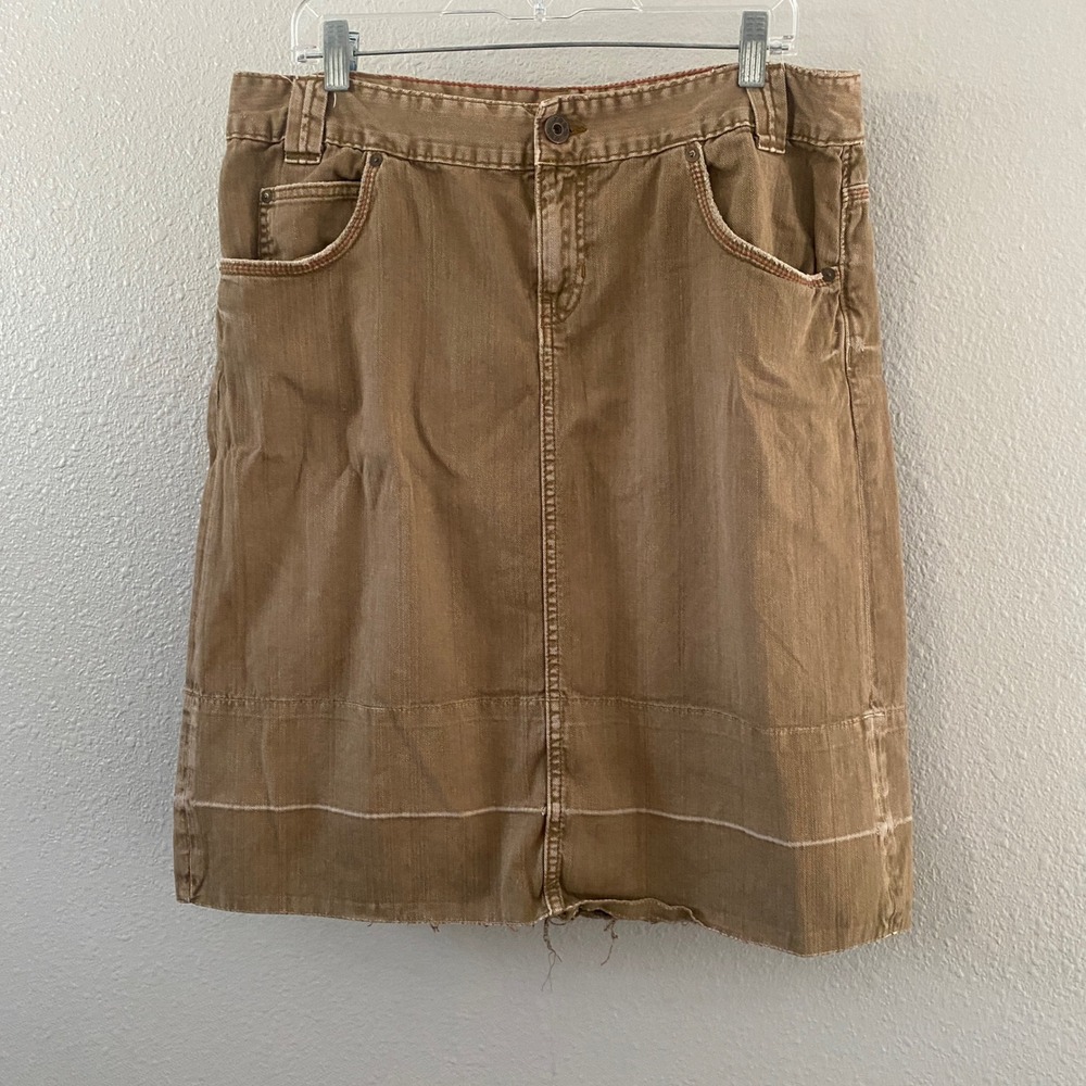 Gap Y2K Tan Denim Skirt Size 12 Western Country Cowgirl 2000s Autumn